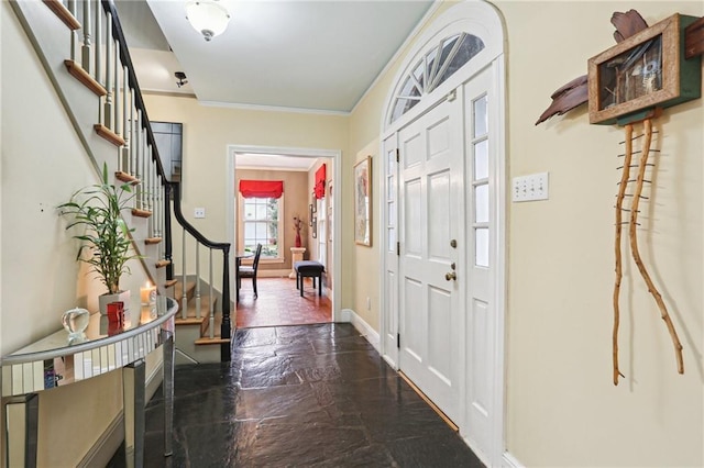 foyer entrance with crown molding