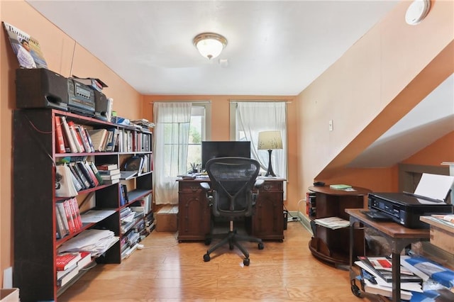 home office featuring light wood-type flooring