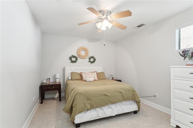 bedroom featuring ceiling fan