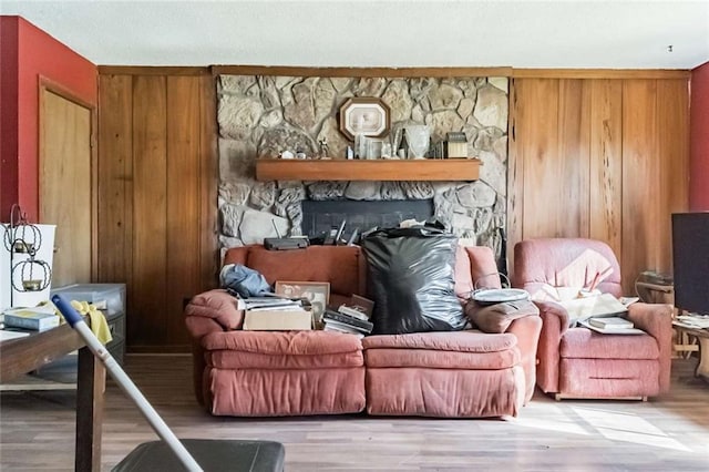 living room with light hardwood / wood-style flooring