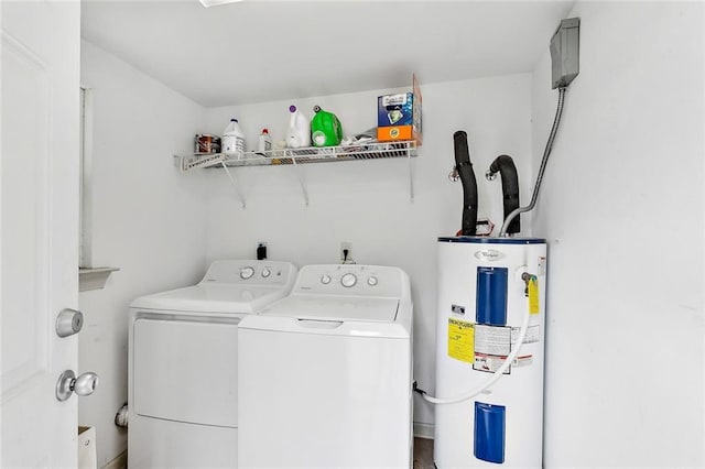 laundry room featuring independent washer and dryer and electric water heater