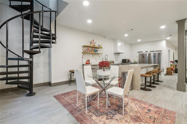 dining area featuring light hardwood / wood-style floors