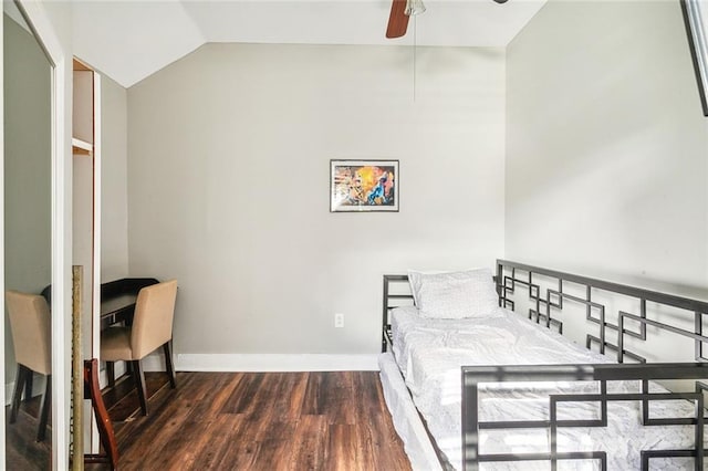1512 Saint Ann St, New Orleans, LA 70116 - bedroom featuring baseboards, wood finished floors, and lofted ceiling