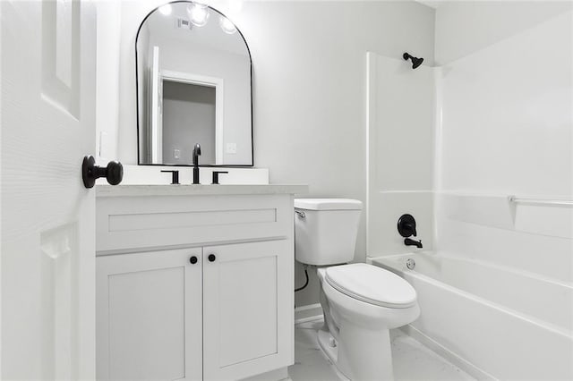 full bathroom featuring vanity, toilet, and shower / bath combination