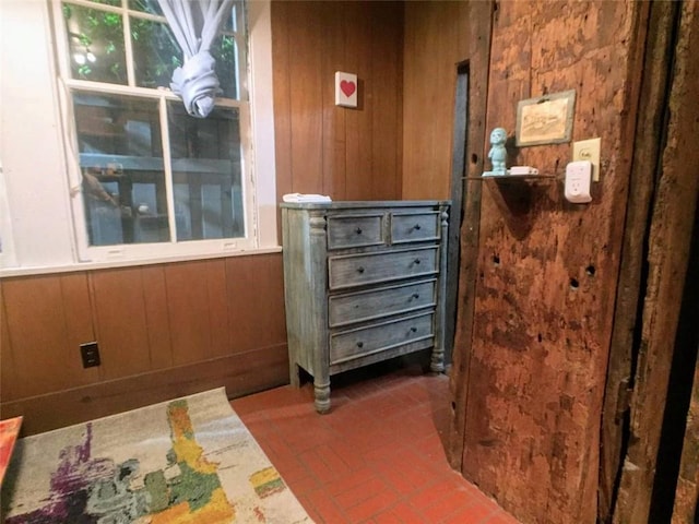 interior details featuring wood walls