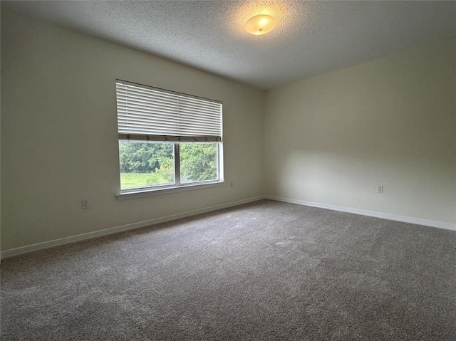 carpeted spare room with a textured ceiling