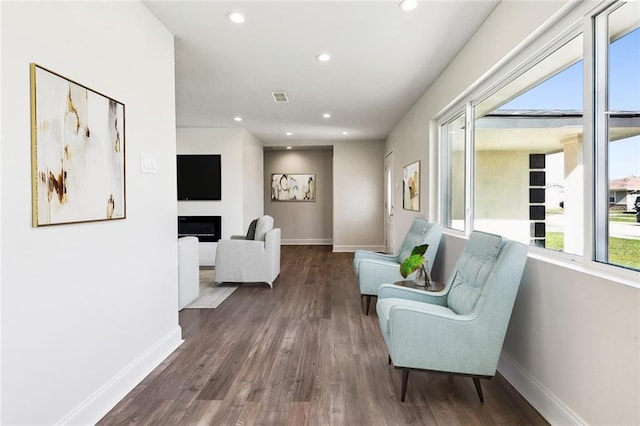 interior space with hardwood / wood-style floors