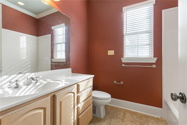 326 Palmer Ct, Slidell, LA 70458 - bathroom with vanity, ornamental molding, and tile patterned flooring