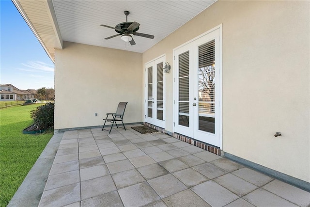 326 Palmer Ct, Slidell, LA 70458 - view of patio / terrace featuring a ceiling fan and french doors