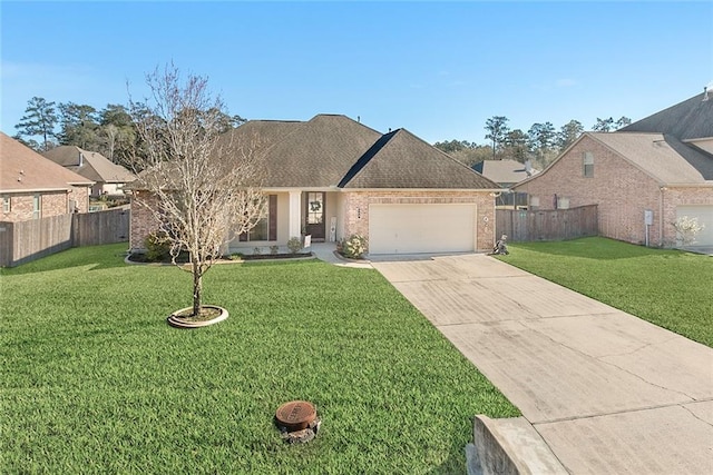 view of front facade featuring a front lawn and a garage