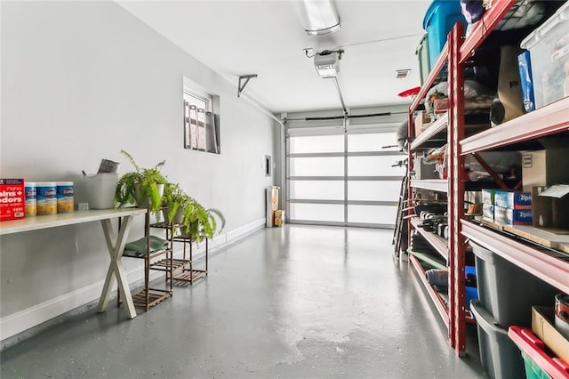 garage with a garage door opener