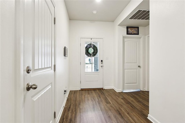 foyer entrance featuring dark wood-type flooring