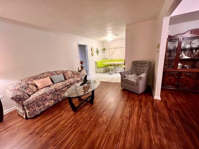 living room with hardwood / wood-style flooring