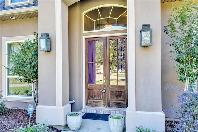 doorway to property featuring french doors