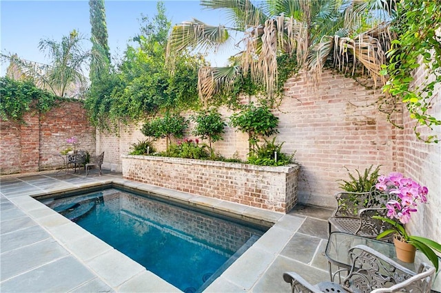 view of pool with a patio and a hot tub