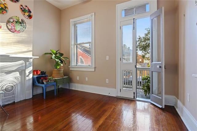 doorway to outside featuring dark hardwood / wood-style flooring