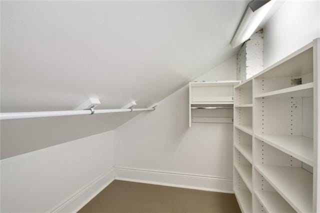 spacious closet with lofted ceiling