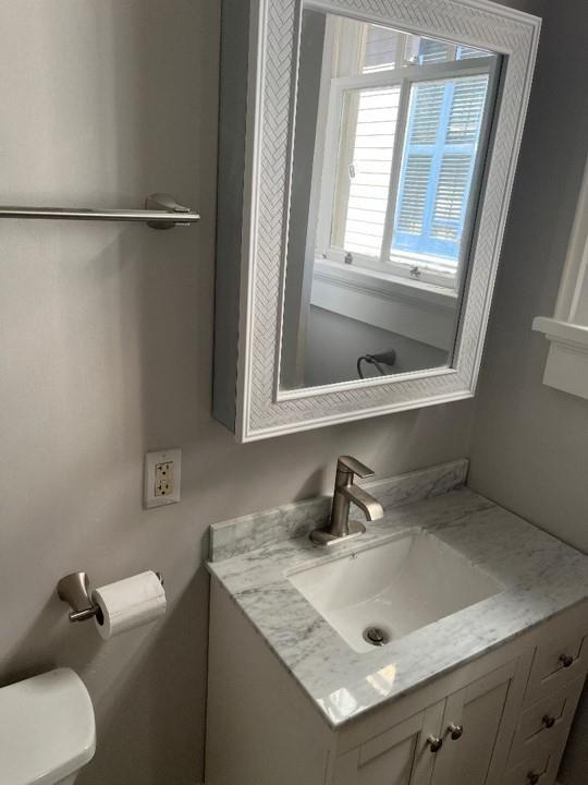 bathroom featuring toilet and vanity