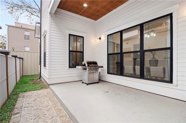 view of patio / terrace with a grill