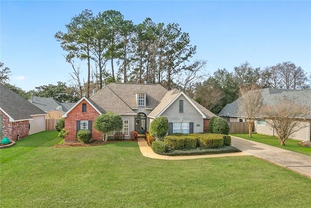 view of front of property with a front lawn