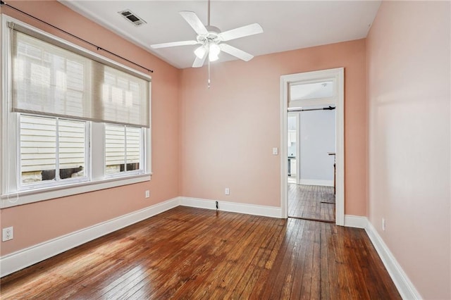 interior space with ceiling fan and hardwood / wood-style floors