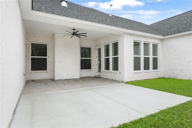 view of patio / terrace featuring ceiling fan