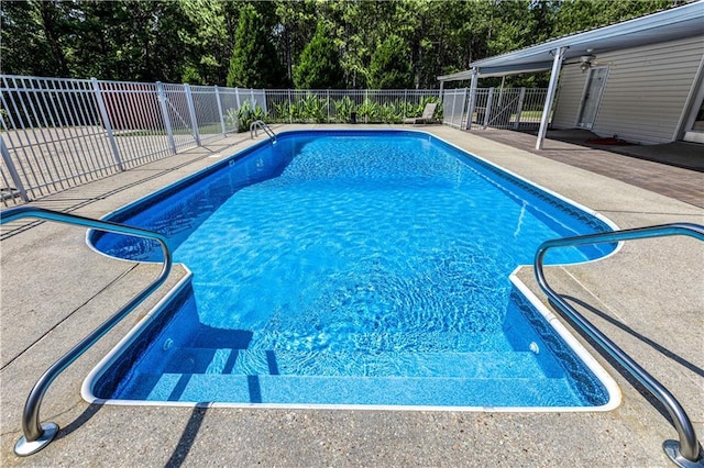 view of pool with fence, a patio area, and a fenced in pool