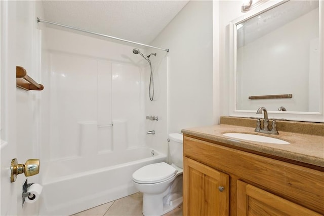 full bathroom featuring tile patterned floors, shower / bathing tub combination, vanity, and toilet