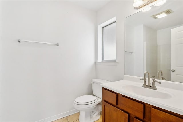 bathroom featuring tile patterned floors, vanity, and toilet