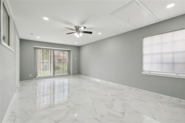 unfurnished room featuring ceiling fan