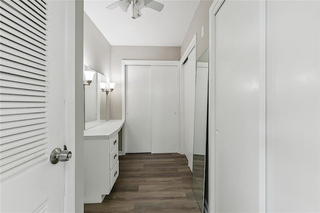 hall featuring dark hardwood / wood-style flooring