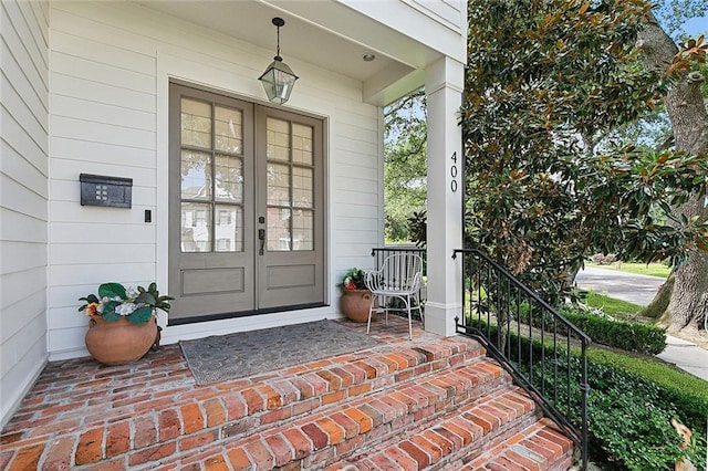 doorway to property with french doors