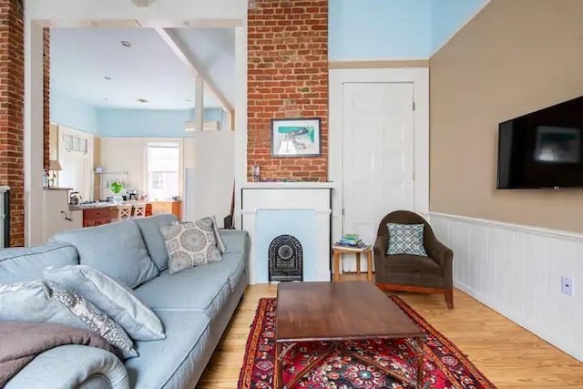 living room featuring light hardwood / wood-style flooring