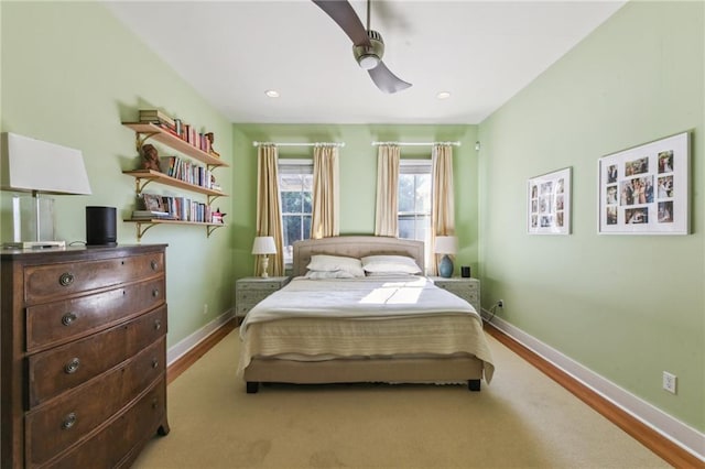 bedroom featuring ceiling fan