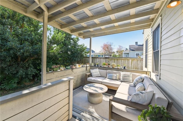 view of patio / terrace featuring an outdoor living space