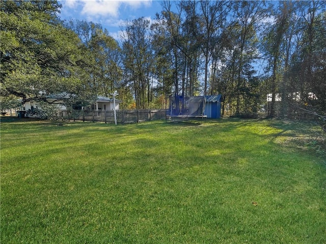 view of yard with a trampoline