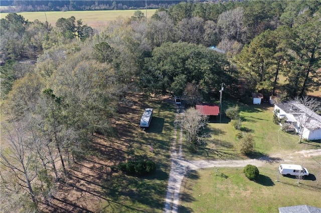 birds eye view of property featuring a rural view