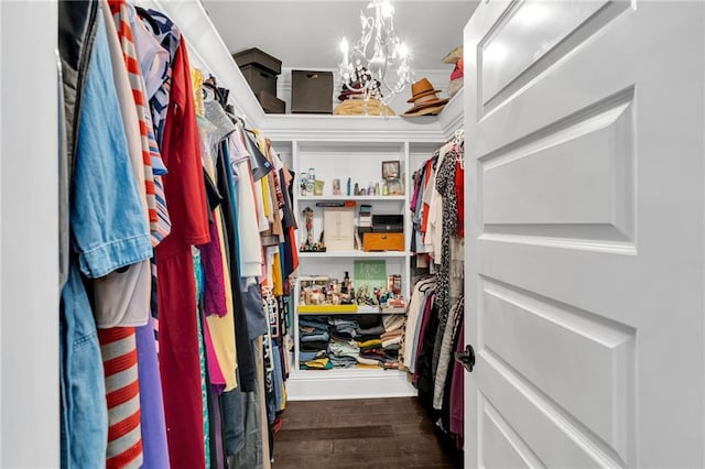 1508 N Roman St, New Orleans, LA 70116 - spacious closet with a notable chandelier and wood finished floors