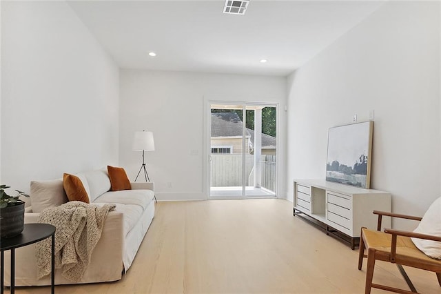 living area featuring light hardwood / wood-style flooring