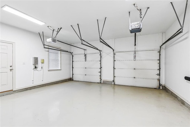 garage with a garage door opener