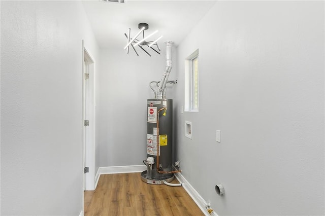 utility room with gas water heater