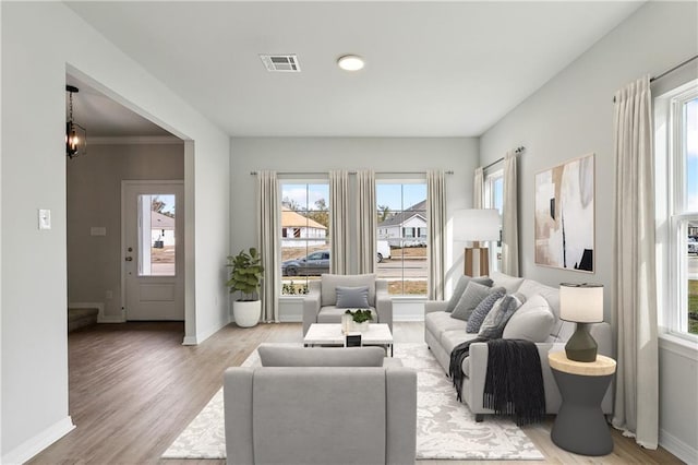 interior space with light hardwood / wood-style floors