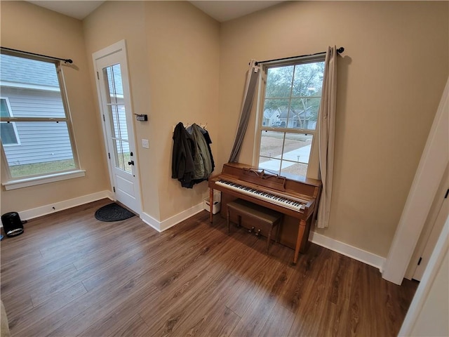 foyer with dark hardwood / wood-style flooring