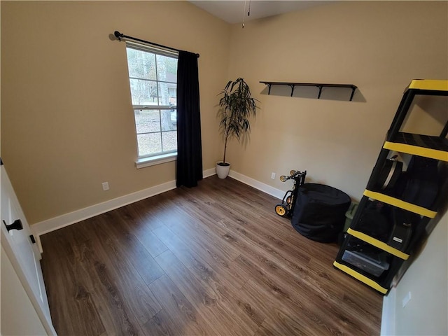 interior space with dark hardwood / wood-style flooring