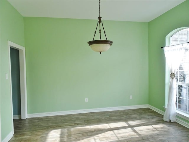 unfurnished dining area featuring hardwood / wood-style flooring