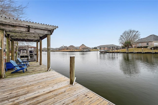 view of dock featuring a water view