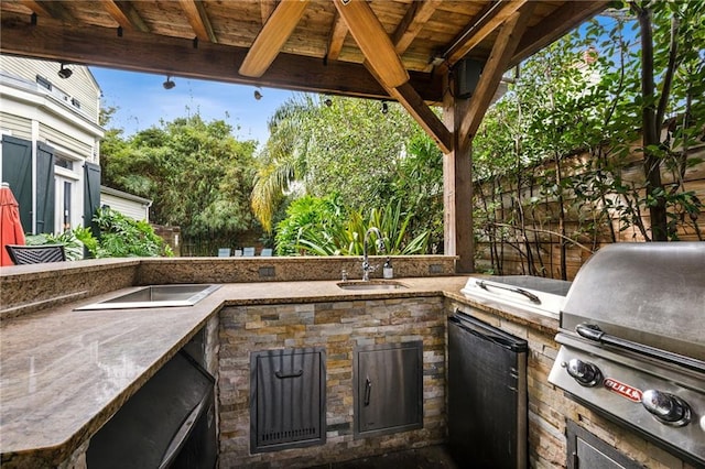 view of patio / terrace with sink, a grill, and area for grilling