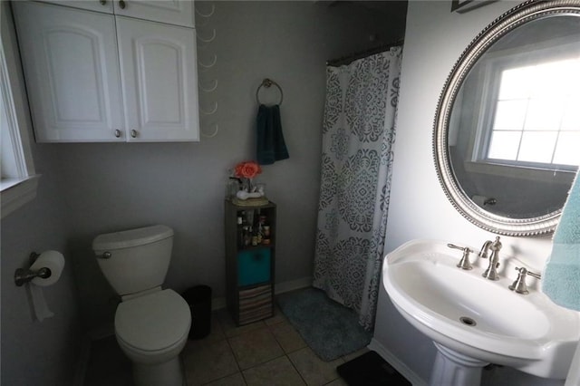 bathroom with tile patterned flooring, toilet, and sink