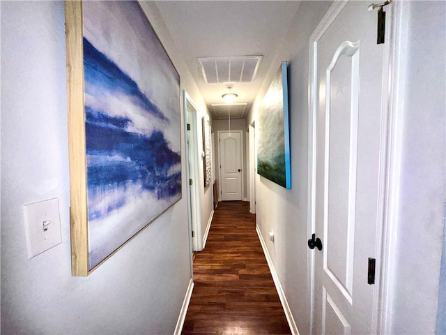 hallway featuring dark hardwood / wood-style floors