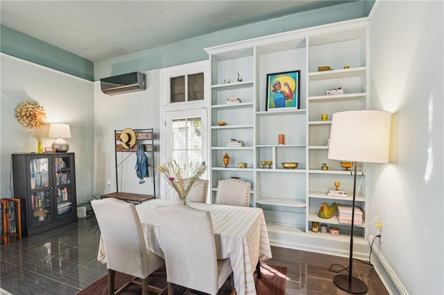 dining area with an AC wall unit